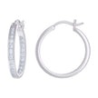 925 Sterling Silver Womens Cubic-Zirconia Inside-Out 3mm-24 Hoop Earrings