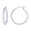 925 Sterling Silver Womens Cubic-Zirconia Inside-Out 3mm-28 Hoop Earrings