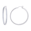 925 Sterling Silver Womens Cubic-Zirconia Inside-Out 3mm-44 Hoop Earrings
