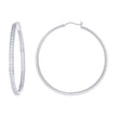 925 Sterling Silver Womens Cubic-Zirconia Inside-Out 3mm-52 Hoop Earrings