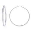 925 Sterling Silver Womens Cubic-Zirconia Inside-Out 3mm-60 Hoop Earrings