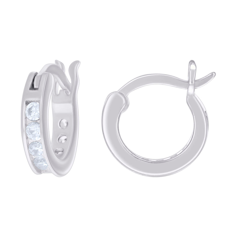 925 Sterling Silver Womens Cubic-Zirconia 3mm-12 Hoop Earrings