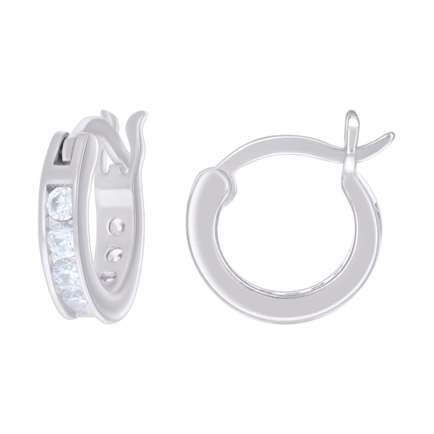 925 Sterling Silver Womens Cubic-Zirconia 3mm-12 Hoop Earrings