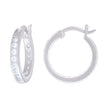 925 Sterling Silver Womens Cubic-Zirconia 3mm-18 Hoop Earrings