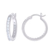 925 Sterling Silver Womens Cubic-Zirconia 3mm-20 Hoop Earrings