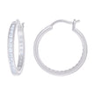 925 Sterling Silver Womens Cubic-Zirconia 3mm-24 Hoop Earrings