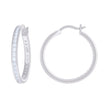 925 Sterling Silver Womens Cubic-Zirconia 3mm-28 Hoop Earrings