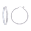 925 Sterling Silver Womens Cubic-Zirconia 3mm-30 Hoop Earrings