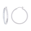 925 Sterling Silver Womens Cubic-Zirconia 3mm-32 Hoop Earrings