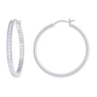 925 Sterling Silver Womens Cubic-Zirconia 3mm-36 Hoop Earrings