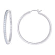 925 Sterling Silver Womens Cubic-Zirconia 3mm-40 Hoop Earrings