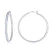 925 Sterling Silver Womens Cubic-Zirconia 3mm-44 Hoop Earrings