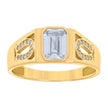 10kt Yellow Gold Womens Emerald Round Cubic-Zirconia Horseshoe Sides Fashion Ring 