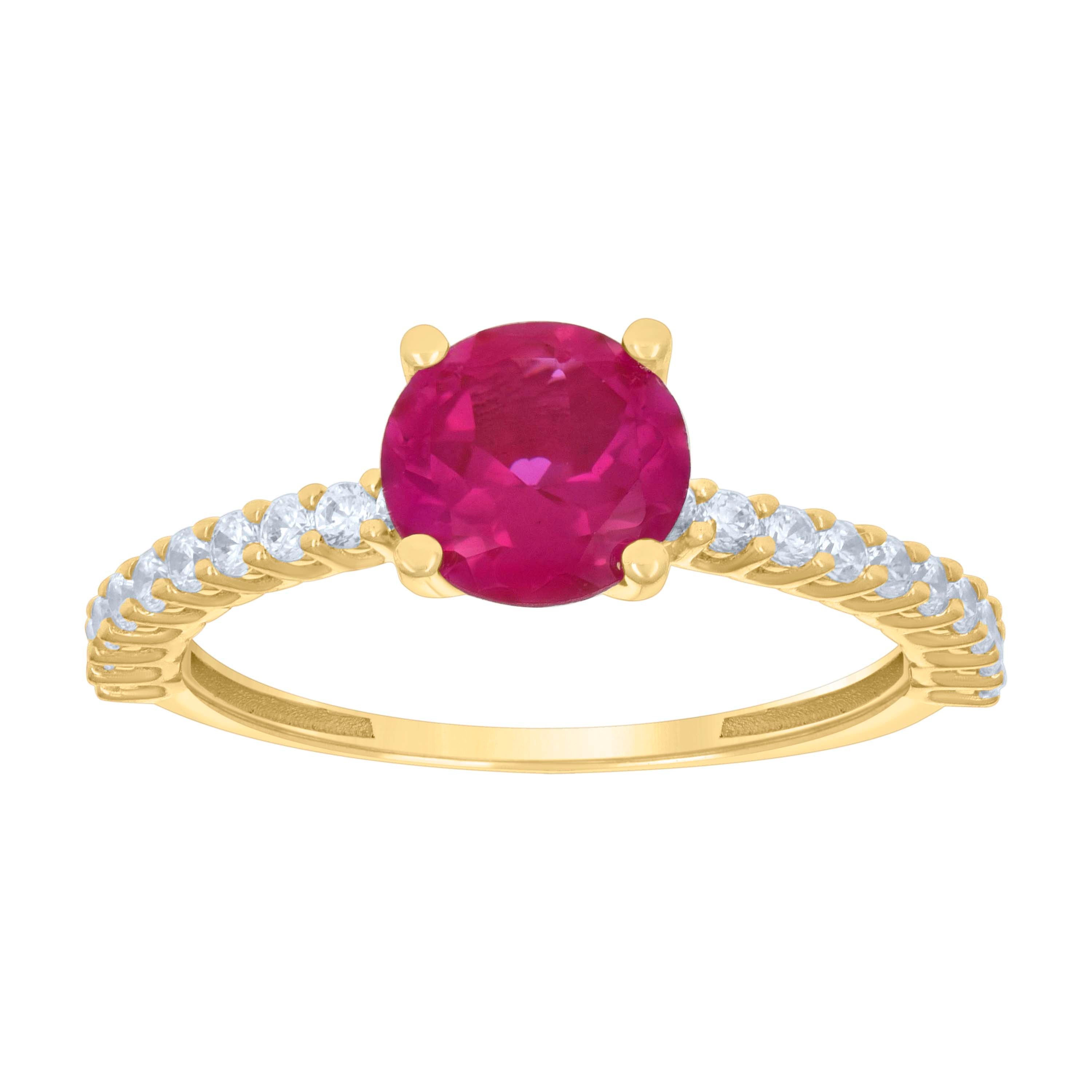 10kt Yellow Gold Womens Pink White Cubic-Zirconia Fashion Ring