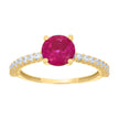 10kt Yellow Gold Womens Pink White Cubic-Zirconia Fashion Ring