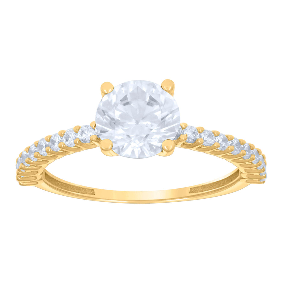 10kt Yellow Gold Womens Cubic-Zirconia Fashion Ring 