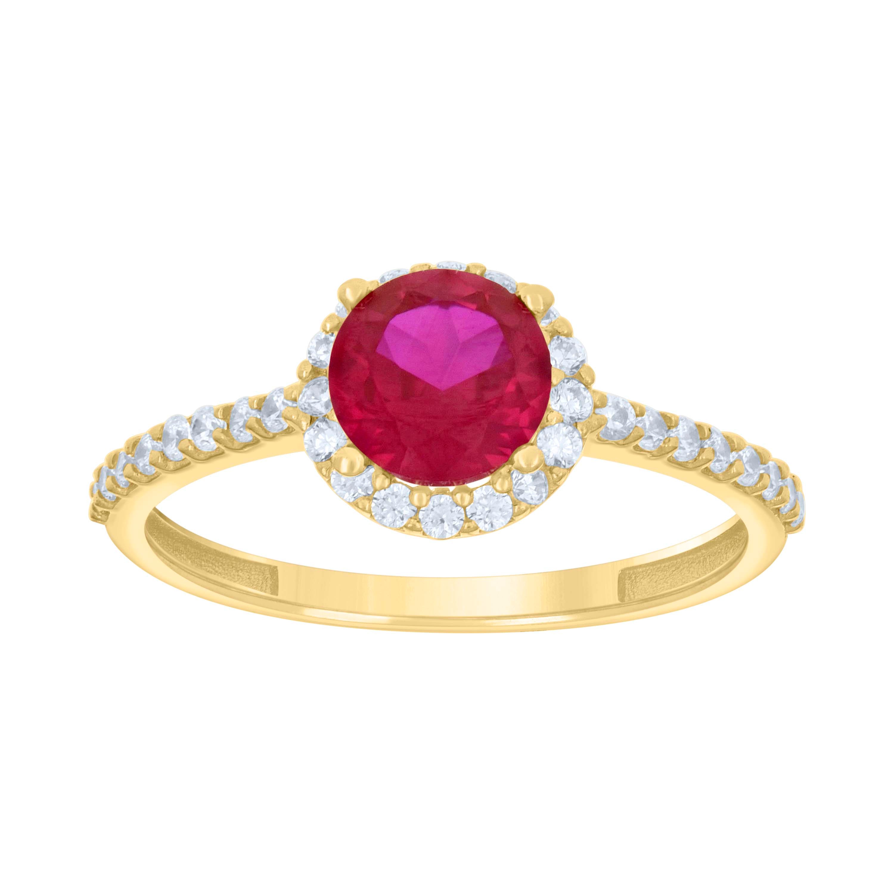 10kt Yellow Gold Womens Pink White Cubic-Zirconia Fashion Ring