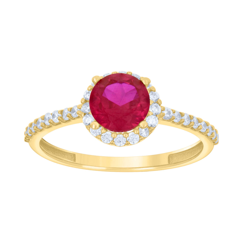 10kt Yellow Gold Womens Pink White Cubic-Zirconia Fashion Ring