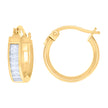 10kt Yellow Gold Womens Baguette Cubic-Zirconia Fashion Hoops Huggies Earrings 