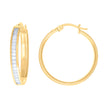 10kt Yellow Gold Womens Baguette Cubic-Zirconia Fashion Hoops Huggies Earrings 