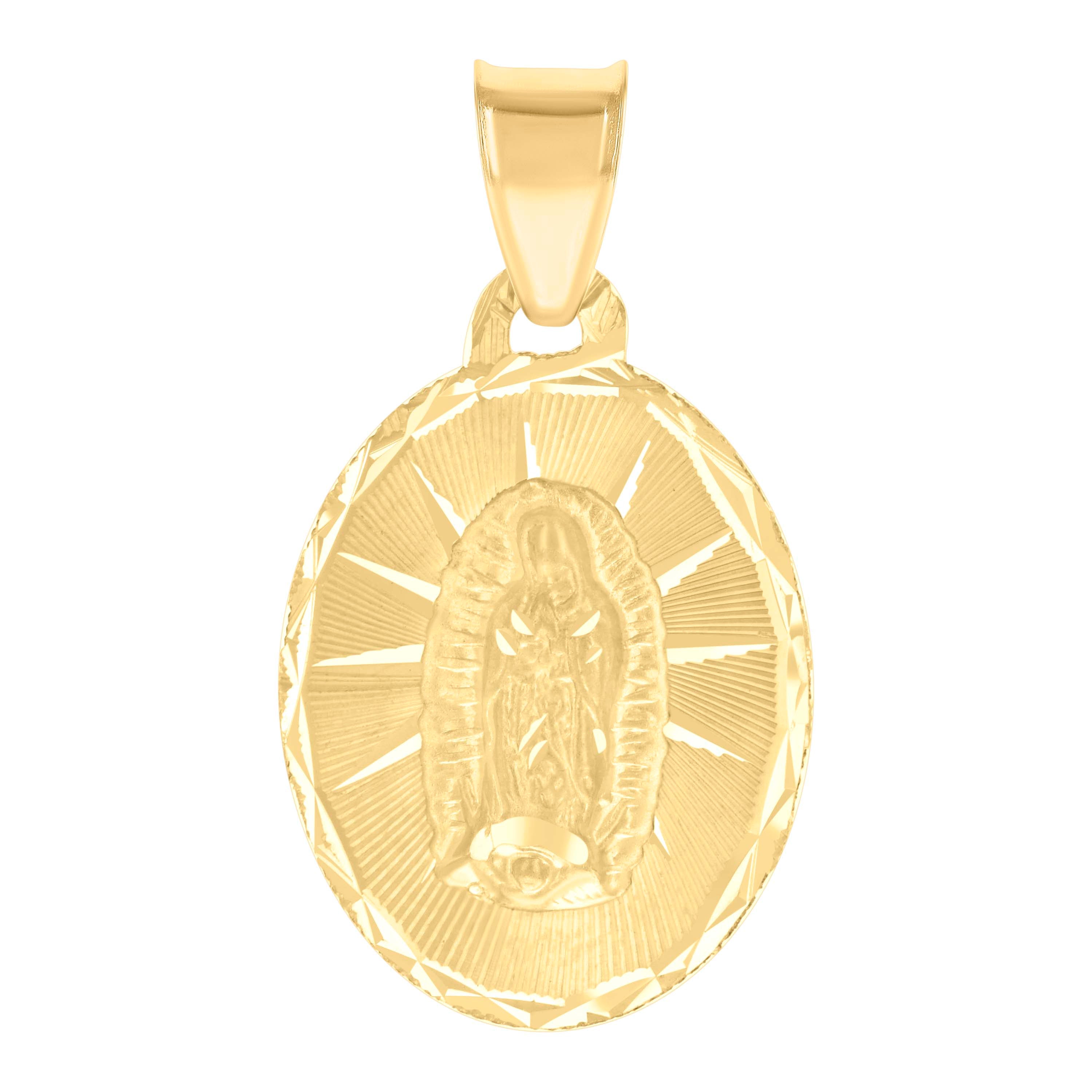 10kt Yellow Gold Womens Oval Guadalupe Religious Charm Pendant 