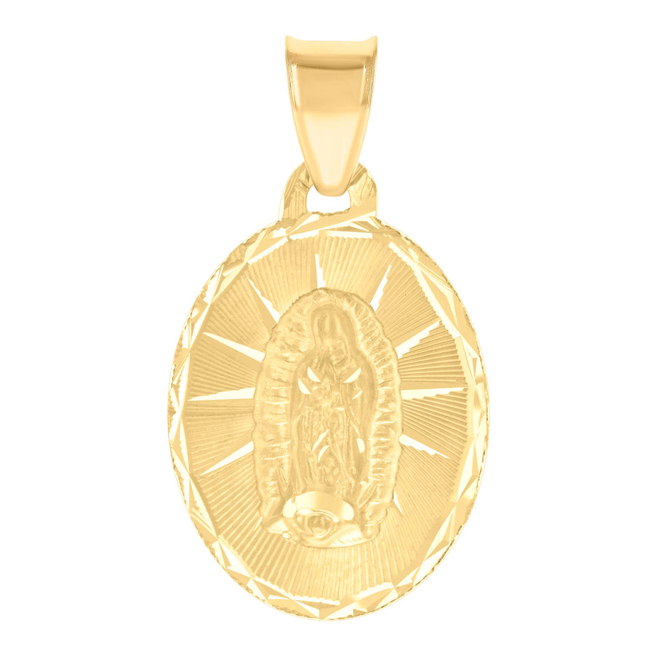 10kt Yellow Gold Womens Oval Guadalupe Religious Charm Pendant 