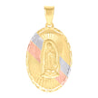 10kt Tri-Color Gold Womens Oval Guadalupe Religious Charm Pendant 