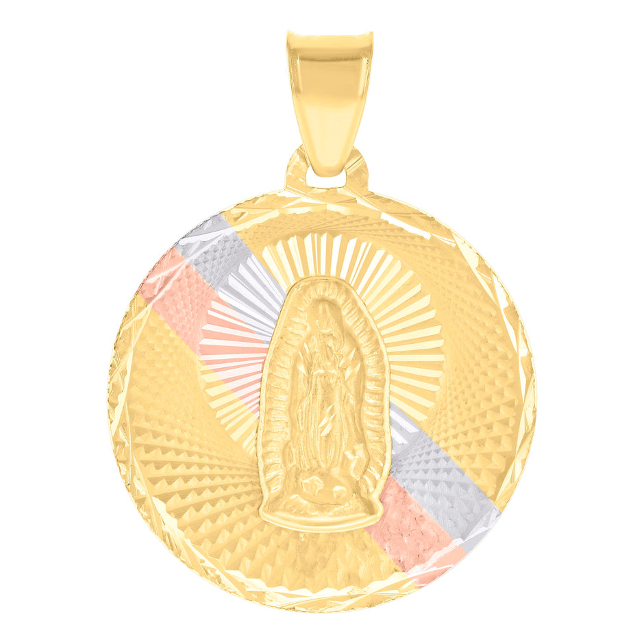 10kt Tri-Color Gold Womens Guadalupe Religious Charm Pendant 