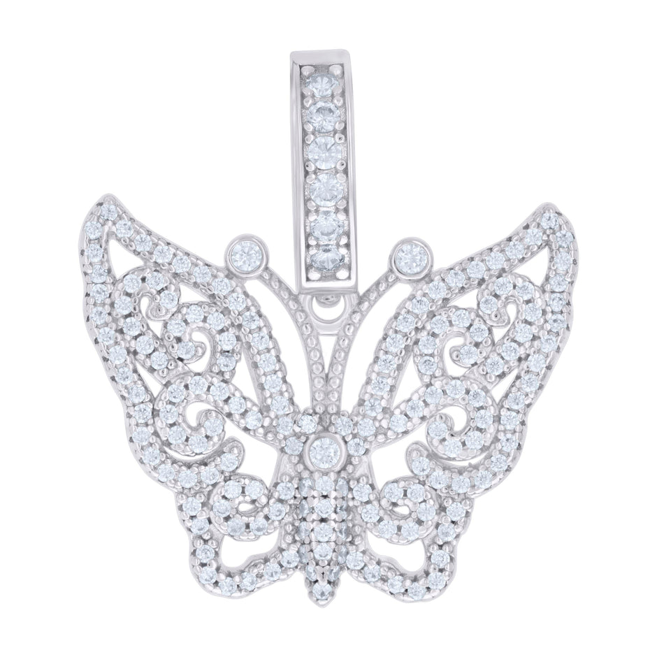 925 Sterling Silver Mens 1.60ct Moissanite Butterfly Fashion Charm Pendant