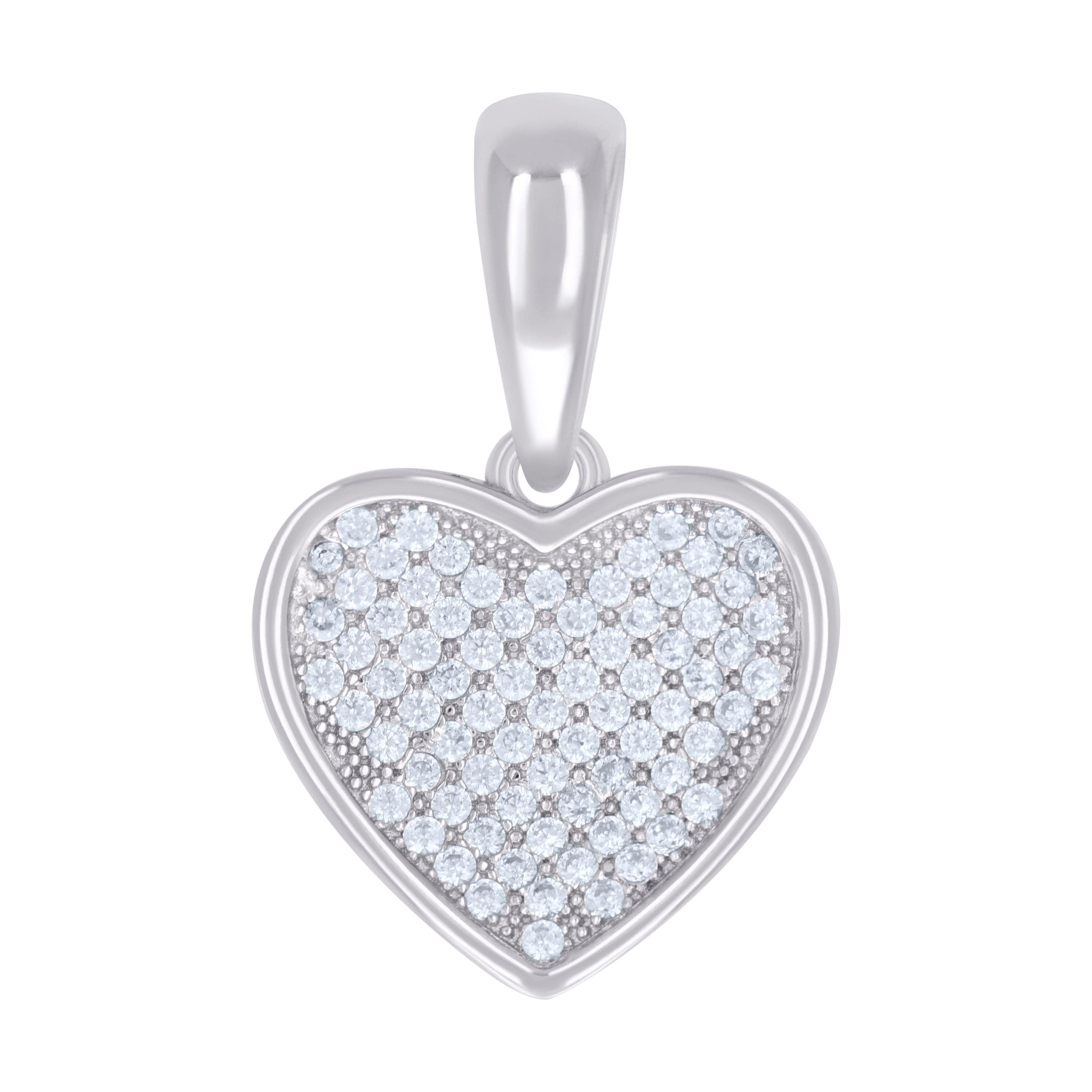 925 Sterling Silver Womens Round 0.40ct Moissanite Heart Love & Hearts Charm Pendant