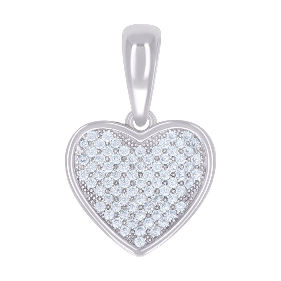 925 Sterling Silver Womens Round 0.40ct Moissanite Heart Love & Hearts Charm Pendant