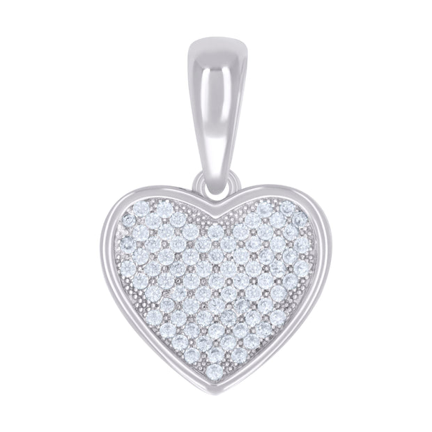 925 Sterling Silver Womens Round 0.40ct Moissanite Heart Love & Hearts Charm Pendant