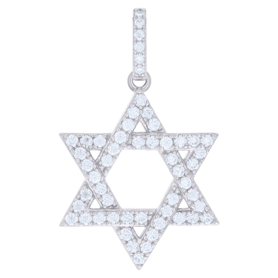 925 Sterling Silver Mens 1.39ct Moissanite Star Of David Symbol Religious Charm Pendant