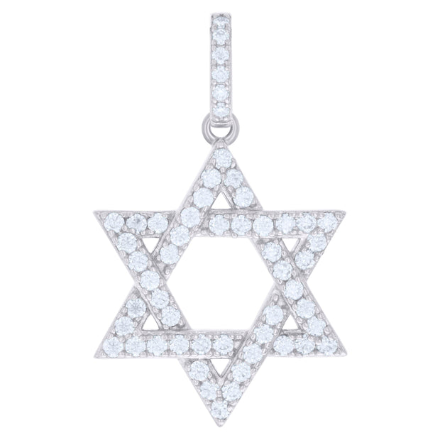 925 Sterling Silver Mens 1.39ct Moissanite Star Of David Symbol Religious Charm Pendant