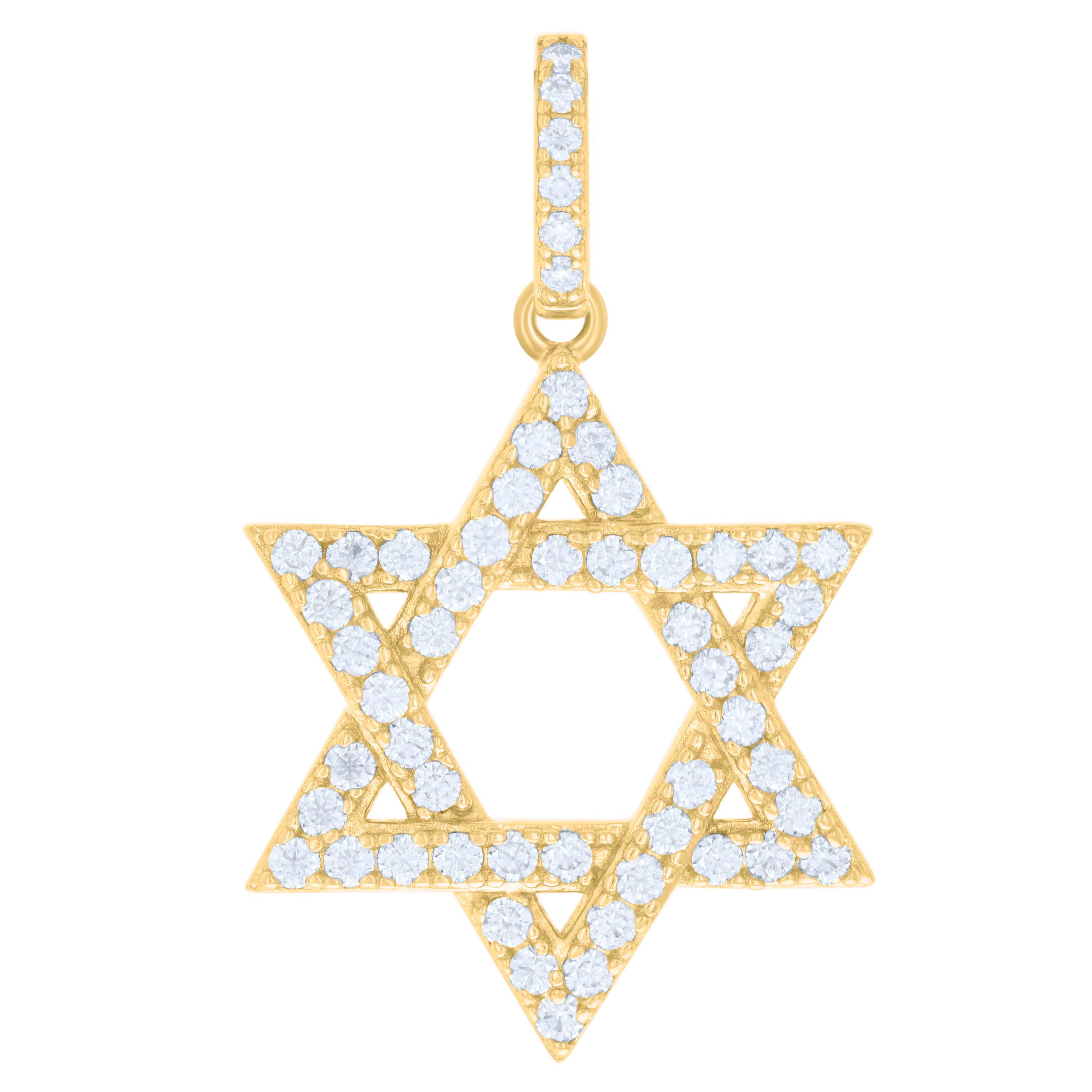 925 Sterling Silver Yellow-tone Mens 1.39ct Moissanite Star Of David Symbol Religious Charm Pendant