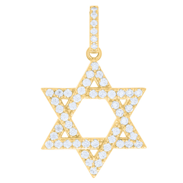 925 Sterling Silver Yellow-tone Mens 1.39ct Moissanite Star Of David Symbol Religious Charm Pendant