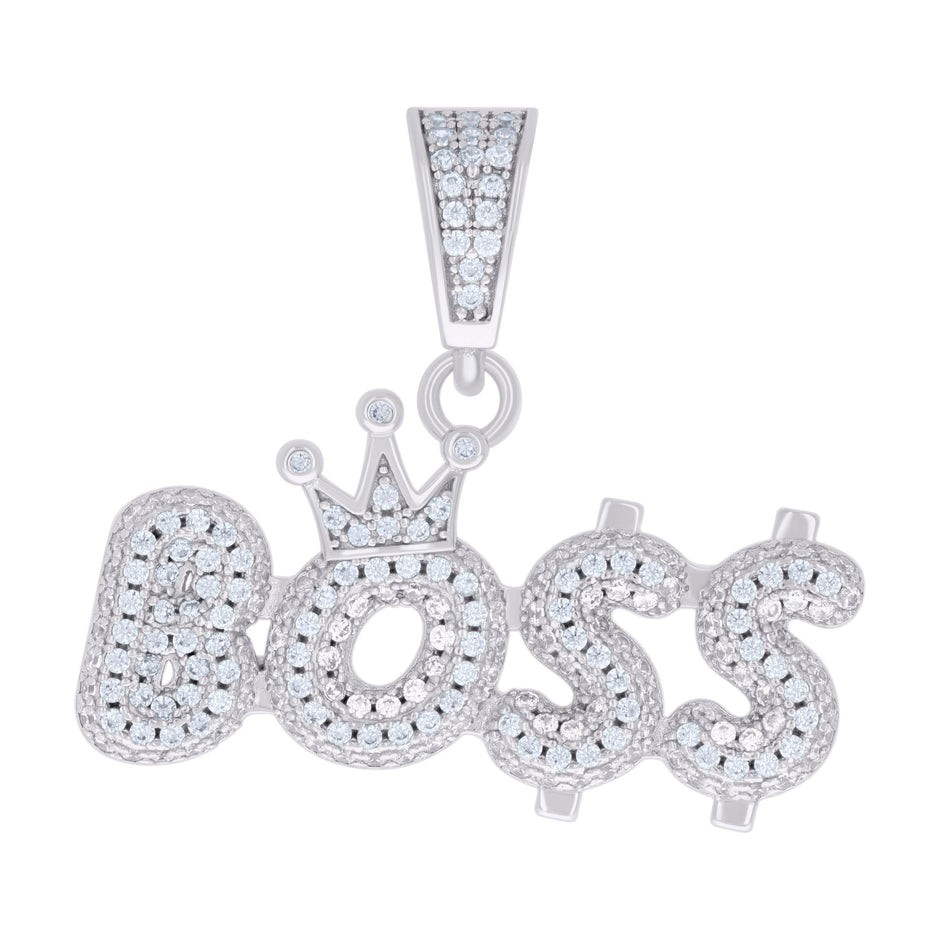925 Sterling Silver Mens 1.83ct Moissanite BOSS Fashion Charm Pendant 