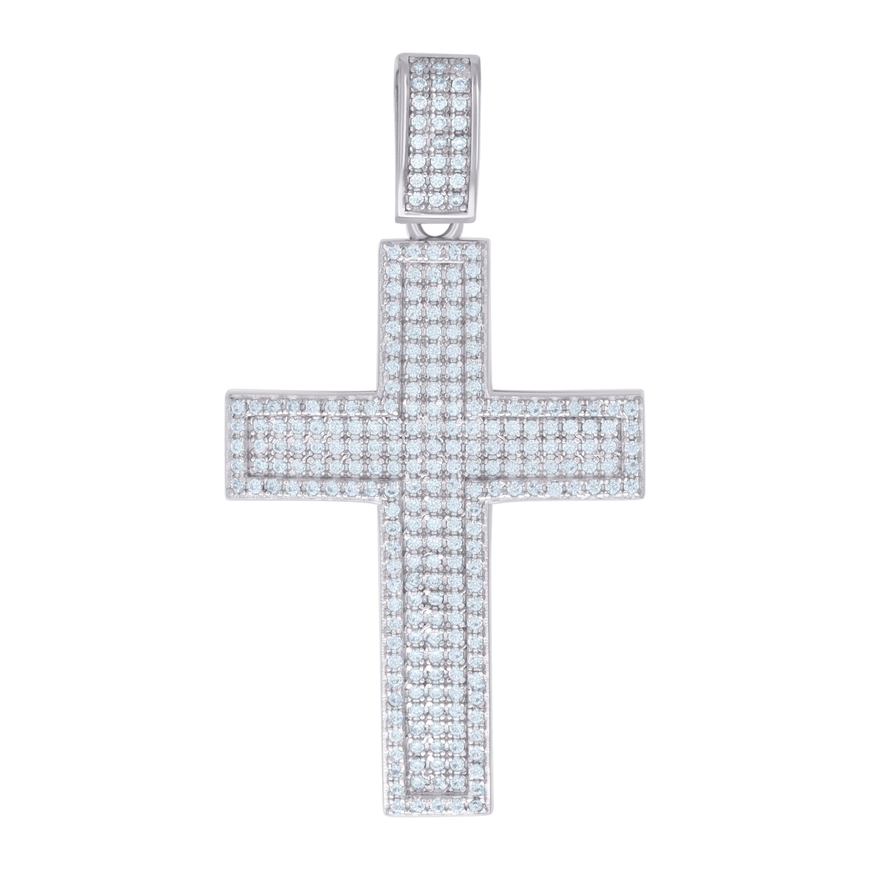 925 Sterling Silver Mens 1.07ct Moissanite Cross Religious Charm Pendant