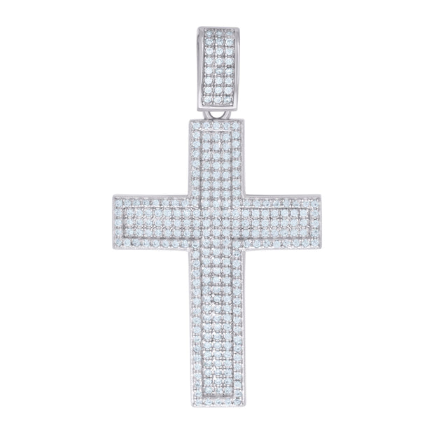 925 Sterling Silver Mens 1.07ct Moissanite Cross Religious Charm Pendant