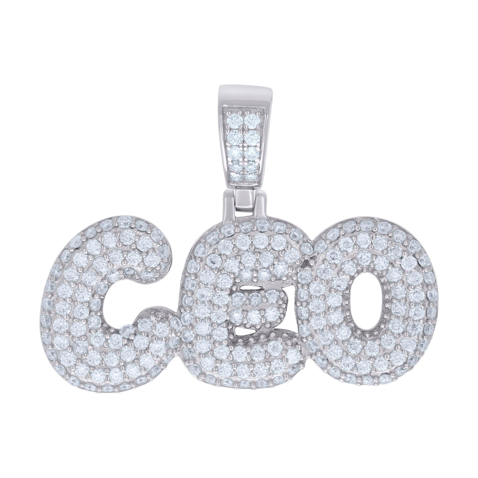 925 Sterling Silver Mens 1.63ct Moissanite CEO Fashion Charm Pendant 