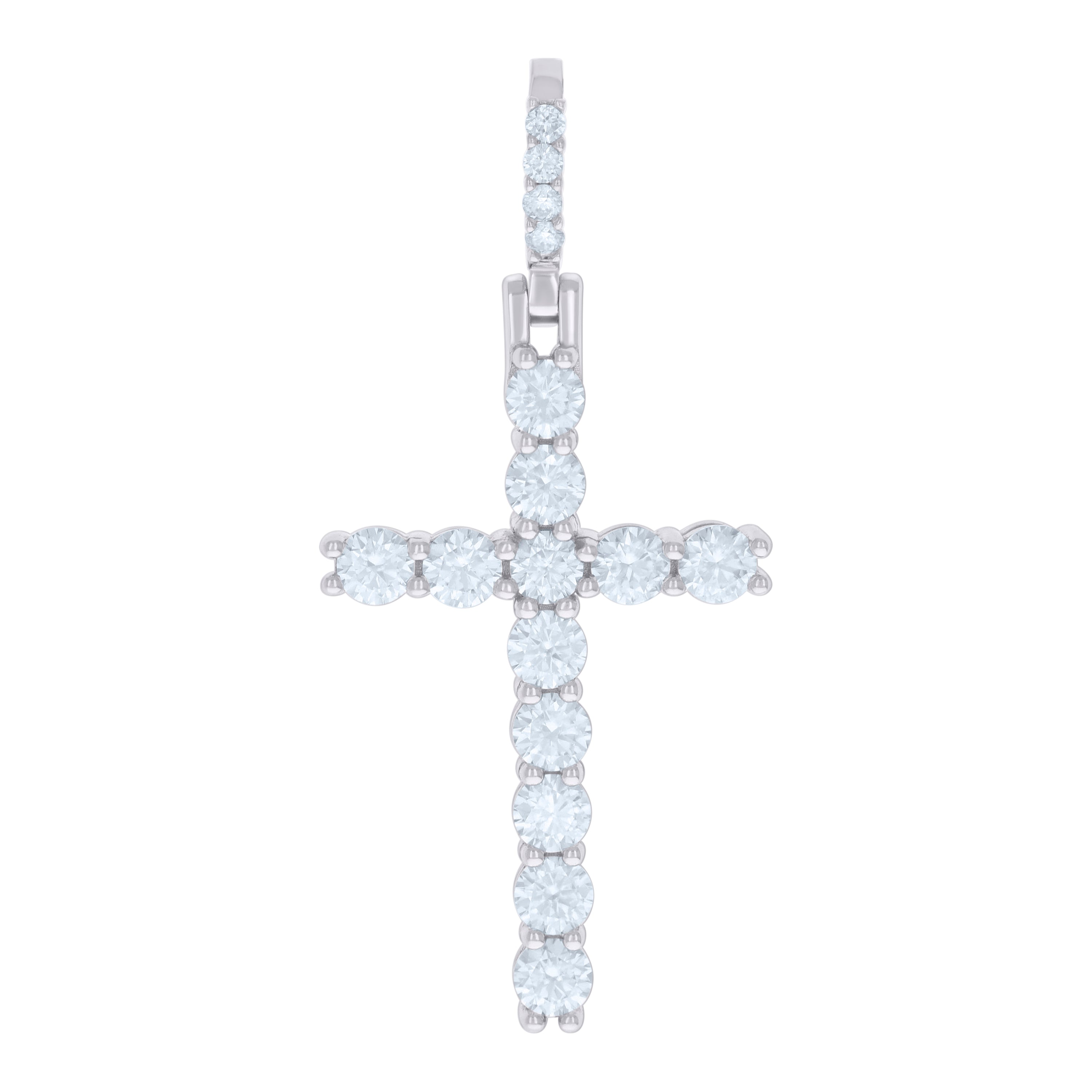 925 Sterling Silver Mens 3.897ct Moissanite Cross Religious Pendant 