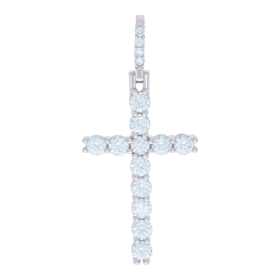 925 Sterling Silver Mens 3.897ct Moissanite Cross Religious Pendant 