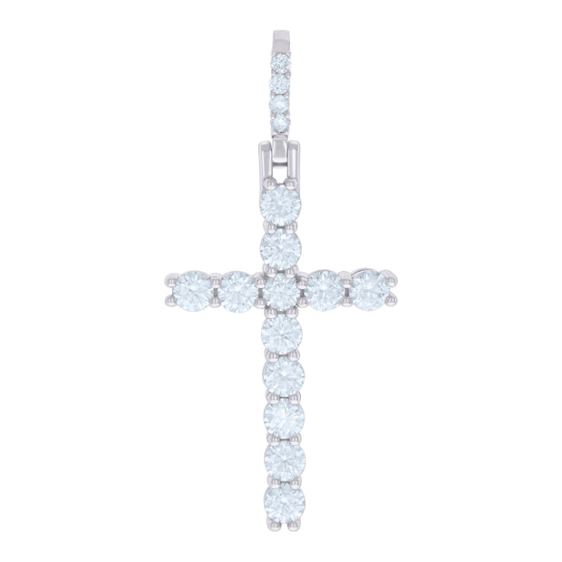 925 Sterling Silver Mens 3.897ct Moissanite Cross Religious Pendant 