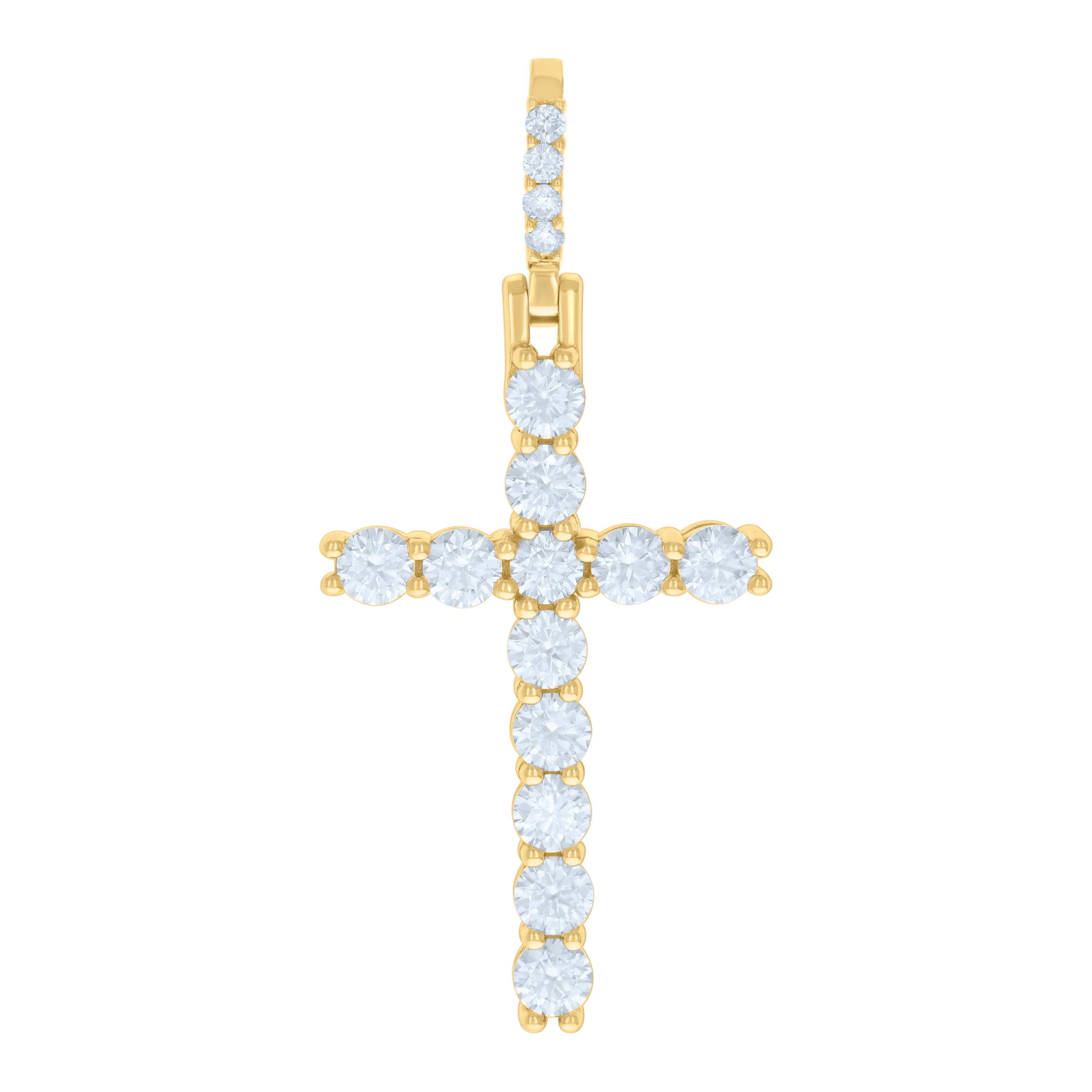 925 Sterling Silver Yellow-tone Mens 3.897ct Moissanite Cross Religious Pendant 