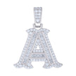 925 Sterling Silver Unisex Baguette Round Moissanite 0.59ct Initial Alphabet A Charm Pendant
