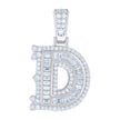 925 Sterling Silver Unisex Baguette Round Moissanite 0.55ct Initial Alphabet D Charm Pendant