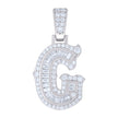 925 Sterling Silver Unisex Baguette Round Moissanite 0.51ct Initial Alphabet G Charm Pendant