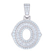 925 Sterling Silver Unisex Baguette Round Moissanite 0.56ct Initial Alphabet O Charm Pendant