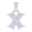 925 Sterling Silver Unisex Baguette Round Moissanite 0.57ct Initial Alphabet X Charm Pendant