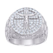 925 Sterling Silver Mens 0.98ct Moissanite Crucifix Religious Ring Size 9 - SLV-130896